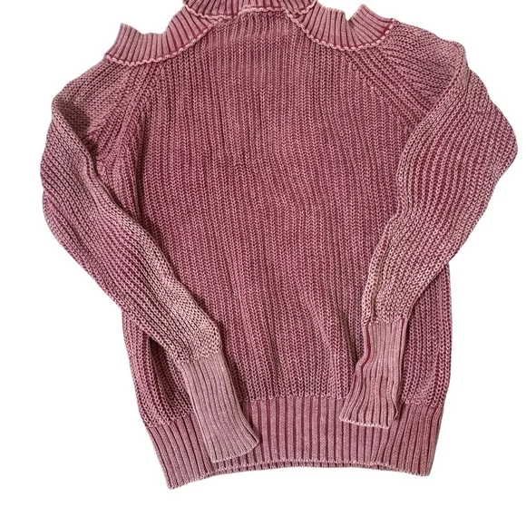 Free People Mauve Cold Shoulder Turtleneck Sweater - Picture 2 of 7